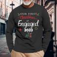 Our First Christmas Engaged 2023 Pajamas Couples Matching Long Sleeve T-Shirt Gifts for Old Men