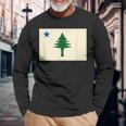 Flag Of Maine 1901 Maine State Flag Pine Tree State Long Sleeve T-Shirt Gifts for Old Men