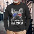 French Bulldog 4Th Of July Merica American Flag Long Sleeve T-Shirt Gifts for Old Men
