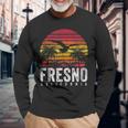 Fresno California Ca Vintage Retro Distressed Style Long Sleeve T-Shirt Gifts for Old Men