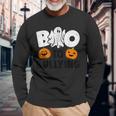 Boo To Bullying Orange Unity Day Halloween Teacher Kid Long Sleeve T-Shirt Gifts for Old Men