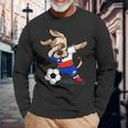 Dabbing Dog Chile Soccer Jersey Chilean Football Lover Long Sleeve T-Shirt Gifts for Old Men