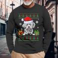 Dog Lovers Lhasa Apso Santa Hat Ugly Christmas Sweater Long Sleeve T-Shirt Gifts for Old Men