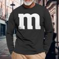 Letter M Groups Halloween Team Groups Costume Long Sleeve T-Shirt Gifts for Old Men