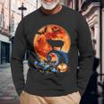 Pig And Moon Halloween Costume Silhouette Long Sleeve T-Shirt Gifts for Old Men