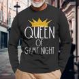 Queen Of Game Night Card Games Boardgame Winner Crown Long Sleeve T-Shirt Gifts for Old Men