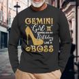 Gemini Girl Stepping Into My Birthday Like A Boss Heel Long Sleeve T-Shirt Gifts for Old Men