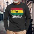 Ghanaian Flag Vintage Made In Ghana Long Sleeve T-Shirt Gifts for Old Men