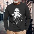 Ghost Skateboarding Halloween Costume Ghoul Spirit Long Sleeve T-Shirt Gifts for Old Men