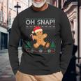 Gingerbread Man Cookie Ugly Sweater Oh Snap Christmas Long Sleeve T-Shirt Gifts for Old Men