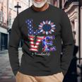 Grandma Life 4Th Of July Love Sunflower American Flag Long Sleeve T-Shirt Gifts for Old Men