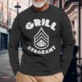 Grill Sergeant Bbq Barbecue Meat Lover Dad Boys Long Sleeve T-Shirt Gifts for Old Men