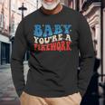 Groovy Baby Youre A Firework 4Th Of July American Flag Long Sleeve T-Shirt T-Shirt Gifts for Old Men