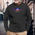 Haiti Heritage Roots Proud Heartbeat Haitian Flag Pride Long Sleeve T-Shirt Gifts for Old Men
