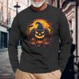 Halloween Scary Gaming Jack O Lantern Pumpkin Face Gamer Long Sleeve T-Shirt Gifts for Old Men