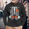 Halloween Twin Pregnant Skeleton Twins Baby Xray Rib Cage Long Sleeve T-Shirt Gifts for Old Men