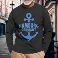 Hamburg Germany Port City Blue Anchor Long Sleeve T-Shirt T-Shirt Gifts for Old Men