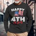 Happy 4Th Of July Patriotic American Us Flag 4Th Of July Long Sleeve T-Shirt Gifts for Old Men
