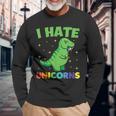 I Hate Unicorns With Dinosaur Dinosaur Long Sleeve T-Shirt T-Shirt Gifts for Old Men