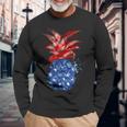 Hawaiian Pineapple American Flag 4Th Of July Patriotic Long Sleeve T-Shirt Gifts for Old Men