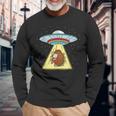 Hedgehog Playing Bagpipe Ufo Abduction Long Sleeve T-Shirt Gifts for Old Men