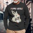 Horror Movie Lover Easter Bunny Bloody Gore Zombie Egg Easter Long Sleeve T-Shirt Gifts for Old Men