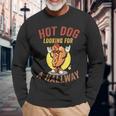 Hot Dog Looking For A Hallway Quote Hilarious Long Sleeve Gifts for Old Men
