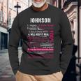 Johnson Name Johnson V3 Long Sleeve T-Shirt Gifts for Old Men