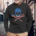 Lacrosse American Flag Lax Helmet Sticks 4Th Of July S Long Sleeve T-Shirt Gifts for Old Men