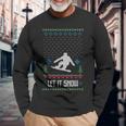 Let It Snow Ugly Christmas Apparel Snowboard Long Sleeve T-Shirt Gifts for Old Men