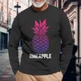 Lgbt-Q Bi-Sexual Pineapple Tropical Summer Cool Pride Long Sleeve T-Shirt T-Shirt Gifts for Old Men
