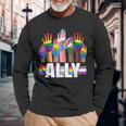 Lgbtq Ally For Gay Pride Month Transgender Flag Distressed Long Sleeve T-Shirt T-Shirt Gifts for Old Men