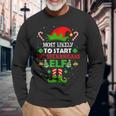Most Likely To Start The Shenanigans Elf Christmas Family Long Sleeve T-Shirt Gifts for Old Men