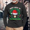 Most Likely To Start The Shenanigans Elf Christmas Long Sleeve T-Shirt Gifts for Old Men