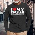 I Love My Cougar Girlfriend I Heart My Cougar Girlfriend Gf Long Sleeve T-Shirt Gifts for Old Men