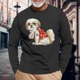 I Love Dad Tattoo Shih Tzu Dad Fathers Day Long Sleeve T-Shirt Gifts for Old Men