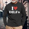 I Love Dilfs Red Heart Long Sleeve T-Shirt Gifts for Old Men