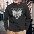 Love More Less Hate Skull Printed Cute Graphic Long Sleeve T-Shirt Gifts for Old Men