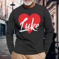 I Love Luke First Name I Heart Named Long Sleeve T-Shirt Gifts for Old Men