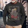 The Lovers Vintage Tarot Card Astrology Skull Horror Occult Astrology Long Sleeve T-Shirt Gifts for Old Men