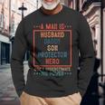 A Man Is Husband Daddy Son Protector Hero Fathers Day Long Sleeve T-Shirt T-Shirt Gifts for Old Men