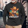 Mashup Meowdy Cat Cowboy Hat Country Lover Long Sleeve T-Shirt Gifts for Old Men