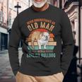 Mb Never Underestimate An Old Man With English Bulldog Long Sleeve T-Shirt Gifts for Old Men