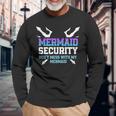 Mermaid Security Dont Mess With My Mermaid Daddy Merfolk Long Sleeve T-Shirt Gifts for Old Men