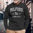 Milford Ct Vintage Nautical Boat Anchor Flag Sports Long Sleeve T-Shirt Gifts for Old Men
