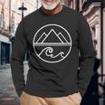 Mountains Waves Nature Outdoor Surf Hiking Hiker Surfer Long Sleeve T-Shirt Gifts for Old Men
