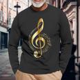Music Note Gold Treble Clef Musical Symbol For Musicians Long Sleeve T-Shirt Gifts for Old Men