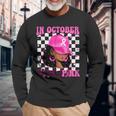 In October We Wear Pink Black Woman Breast Cancer Awareness Long Sleeve T-Shirt Gifts for Old Men