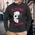 In October We Wear Pink Breast Cancer Awareness Horror Movie Breast Cancer Awareness Long Sleeve T-Shirt Gifts for Old Men