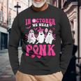In October We Wear Pink Cute Ghost Breast Cancer Halloween Long Sleeve T-Shirt Gifts for Old Men